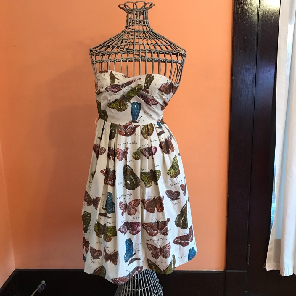 Maeve Dress Butterfly Anthropologie 2 XS Strapless